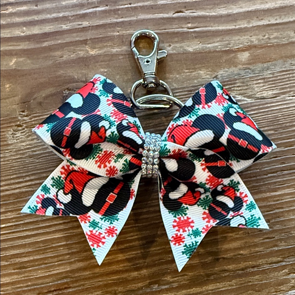 Disney Holiday Mickey Bow Keychain/purse charm - Red, Black, White, Green